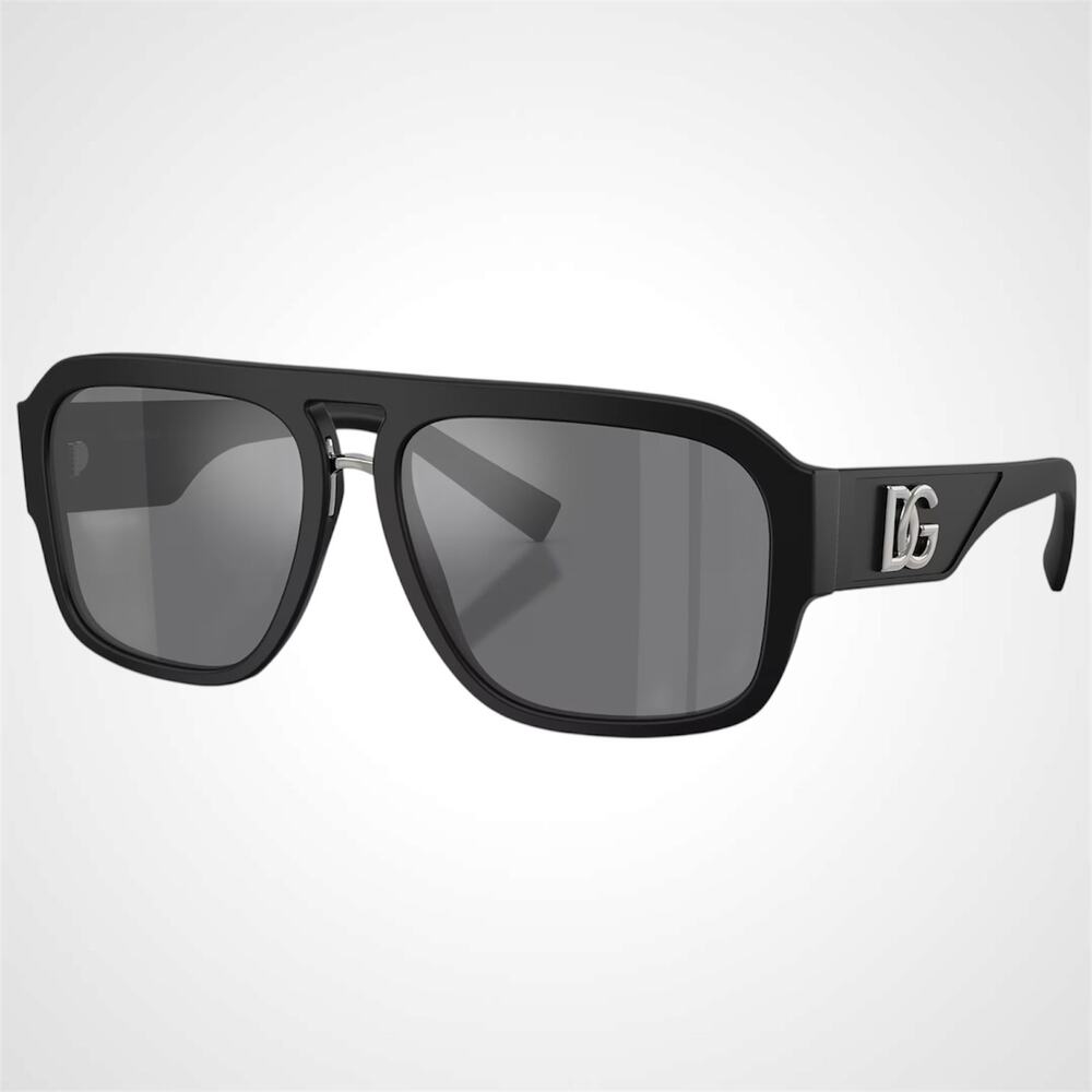New Dolce & Gabbana Sunglasses Black Matte Aviator Pilot Gray Mirror Black Lens